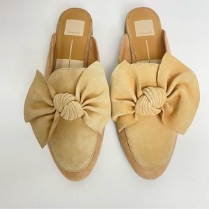 Suede Leather Bow SLIDES/MULES Size 9.5